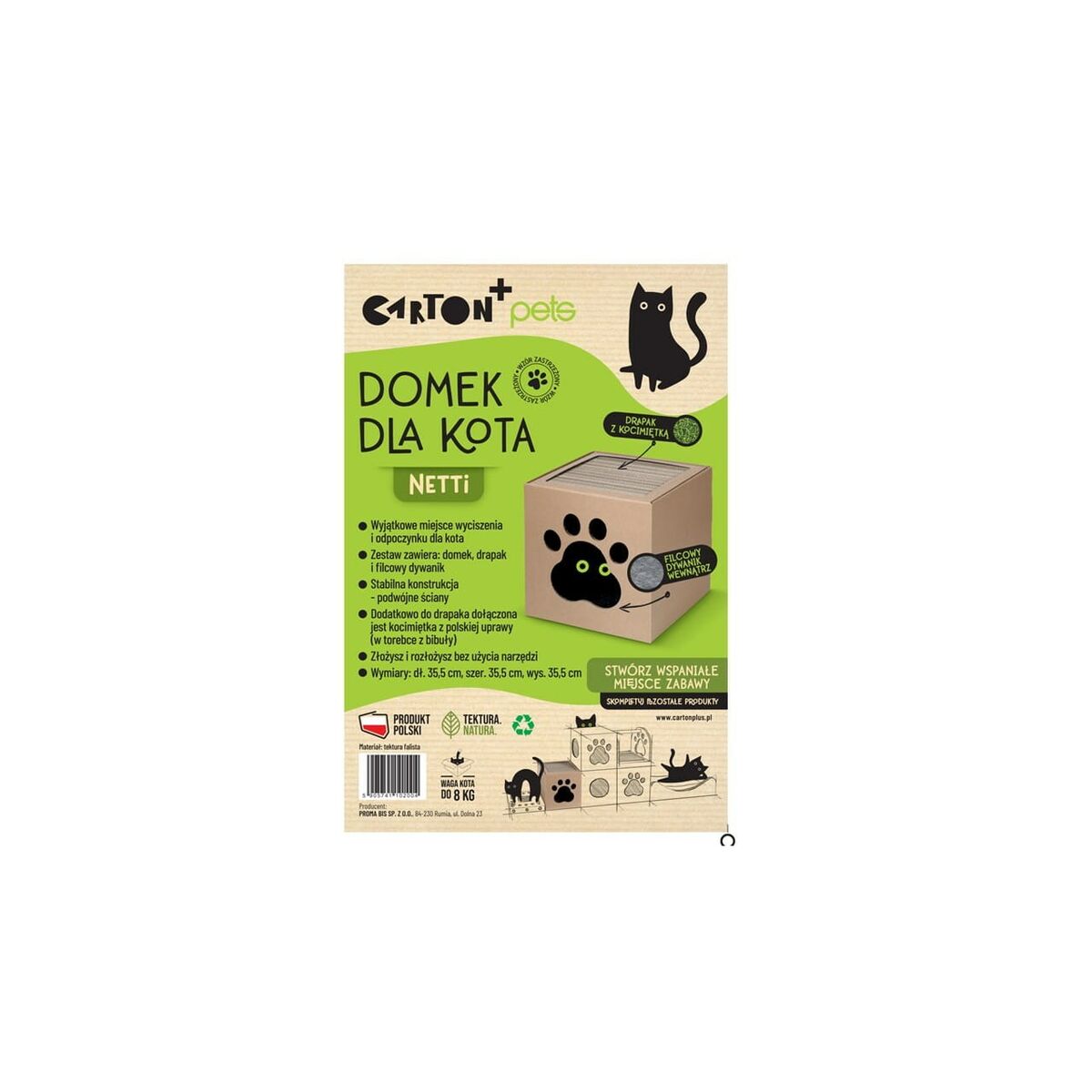 Carton+Pets Krabpaal Voor Katten Carton+Pets Netti Brons Karton 35 X 35 X 35 Cm
