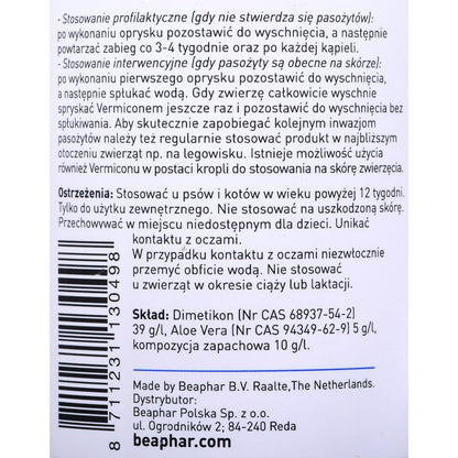 Beaphar Spray Beaphar Vermicon Middel Tegen Parasieten 250 Ml
